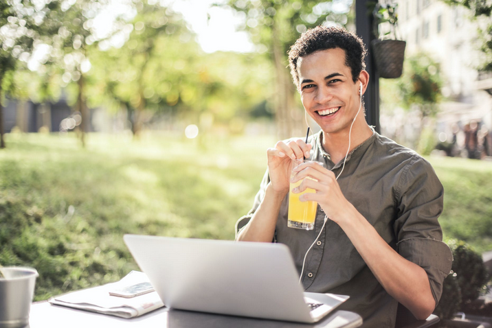 a man sitting outdoors